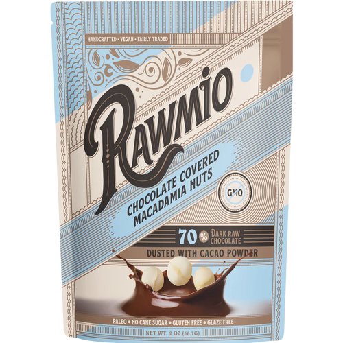 Rawmio - Chocolate Covered Macadamia Nuts - Dark Chocolate, 2oz