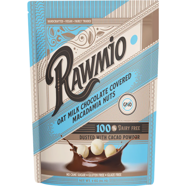 Rawmio - Chocolate Covered Macadamia Nuts - Oat Milk Chocolate, 2oz