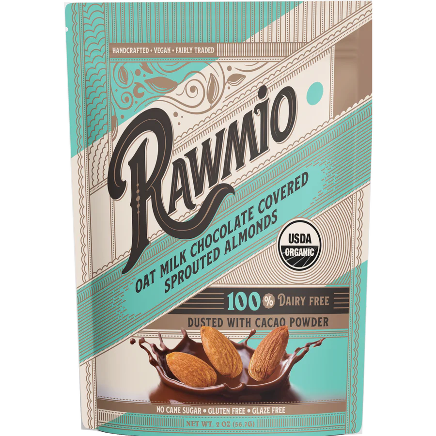 Rawmio - Chocolate Covered Sprouted Almonds - Oat Milk Chocolate, 2oz