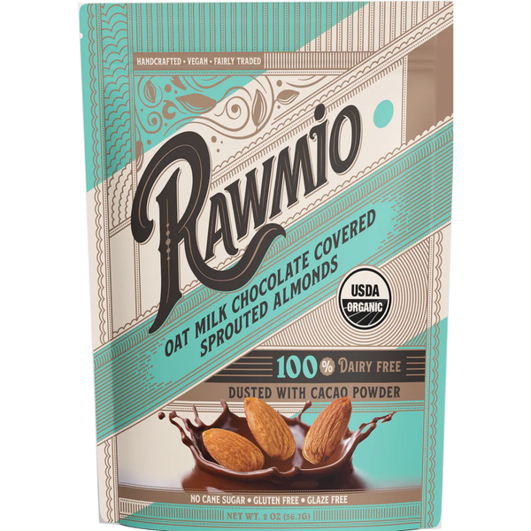 Rawmio - Chocolate Covered Sprouted Almonds - Oat Milk Chocolate, 2oz