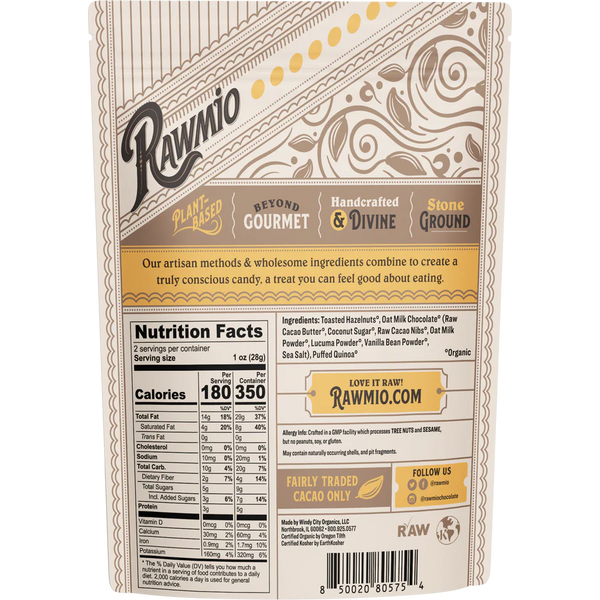 Rawmio - Chocolate Covered Toasted Hazelnuts - Oat Milk Chocolate, 2oz