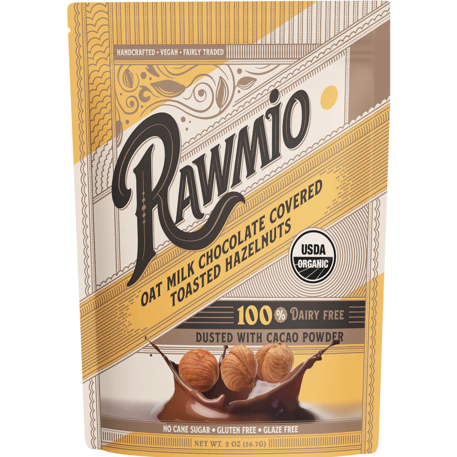 Rawmio - Chocolate Covered Toasted Hazelnuts - Oat Milk Chocolate, 2oz