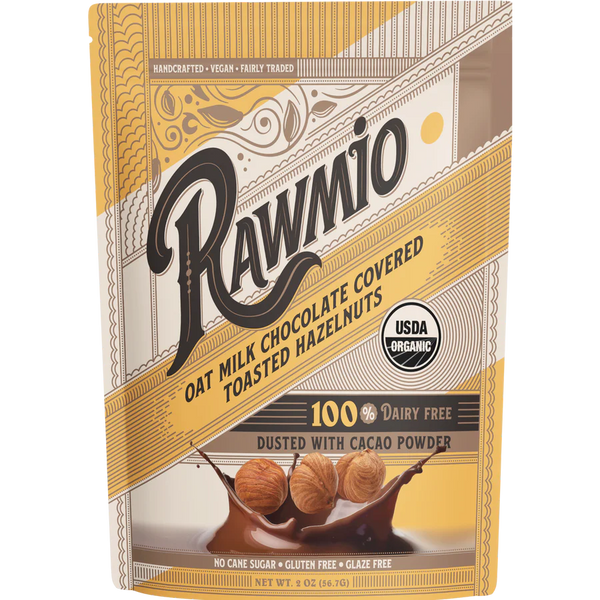 Rawmio - Chocolate Covered Toasted Hazelnuts - Oat Milk Chocolate, 2oz