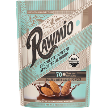 Rawmio - Chocolate Covered Sprouted Almonds - Dark Chocolate, 2oz