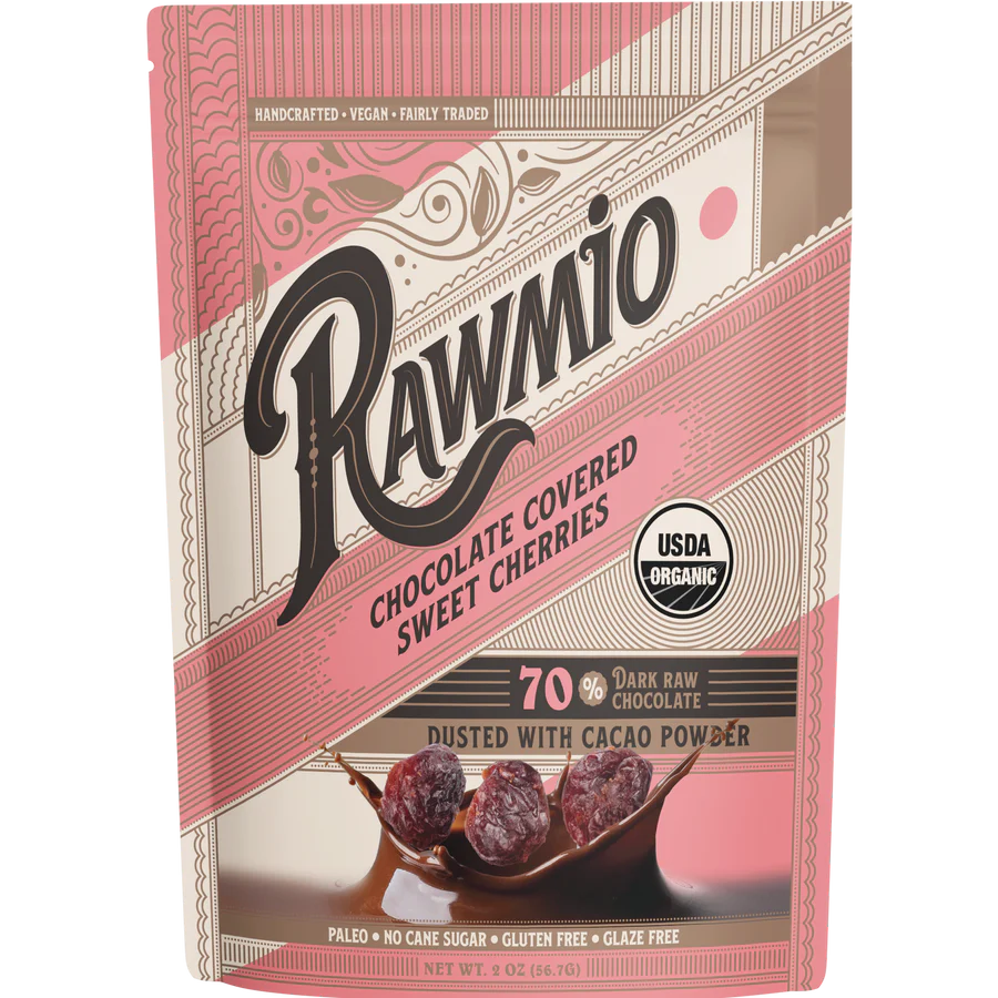 Rawmio - Chocolate Covered Sweet Cherries - Dark Chocolate, 2oz