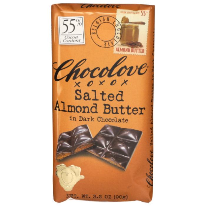 Chocolove - Dark Chocolate Bar Salted Almond Butter, 3.2 Oz (Pack Of 10)