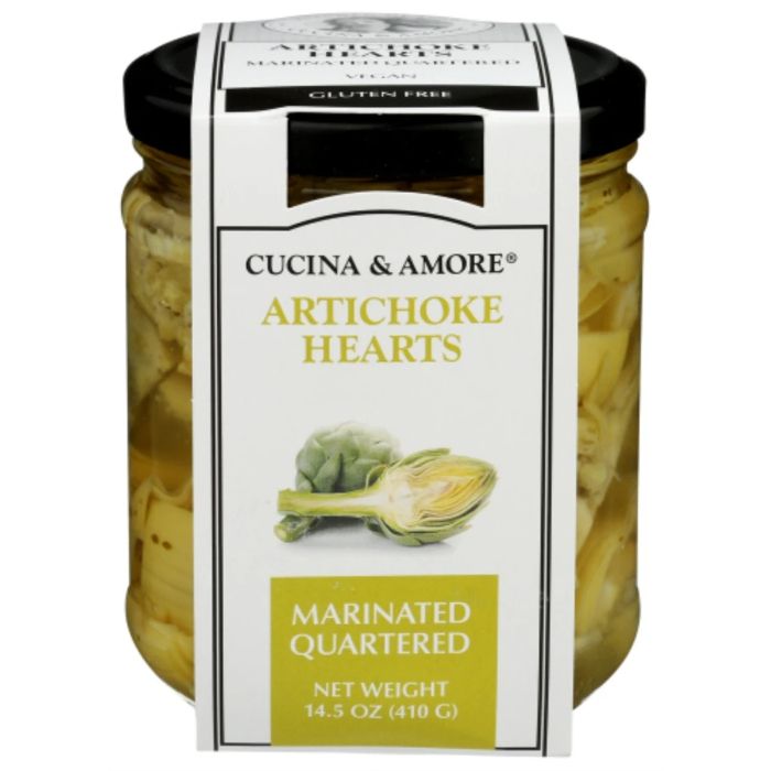 Cucina & Amore - Artichoke Hearts Marinated Quartered, 14.5 Oz (Pack of 6)