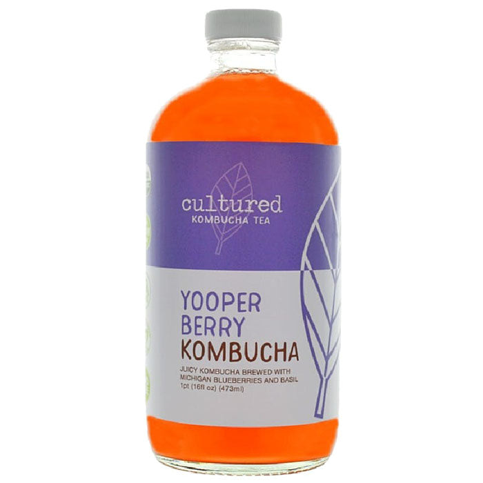 Cultured Kombucha Co - Yooperberry Kombucha Tea, 16 Floz (Pack of 6)