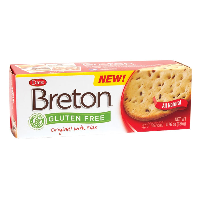 Dare - Breton Crackers Gluten Free Original With Flax, 4.76 Oz (Pack of 6)