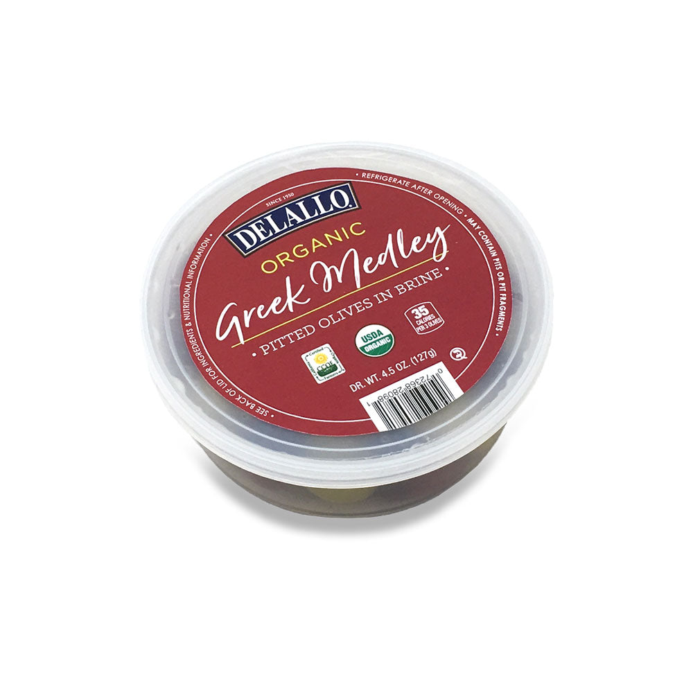 Delallo - Olive Greek Medley in Brine, 4.5 oz (Pack of 6)