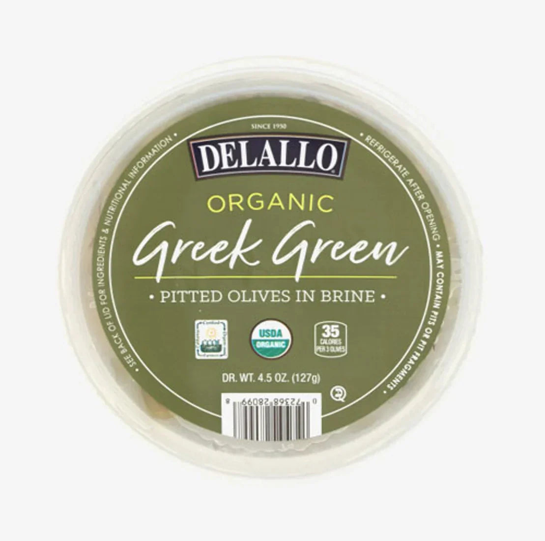 Delallo - Olive Green Pitted In Brine, 4.5 Oz (Pack of 6)