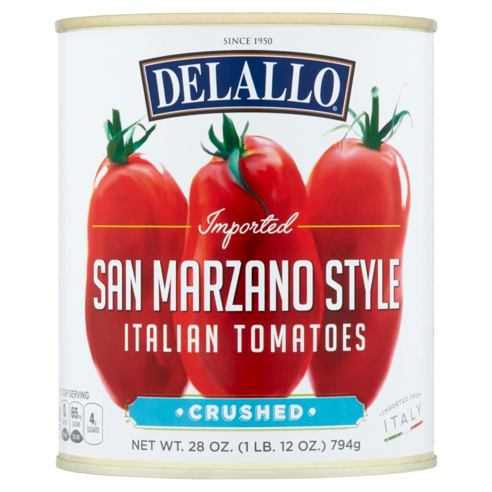 Delallo - Tomato Crushed San Marzano Style, 28 Oz (Pack of 12)