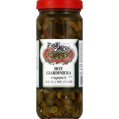 Dell Alpe - Hot Giardiniera, 16 Oz (Pack of 12)