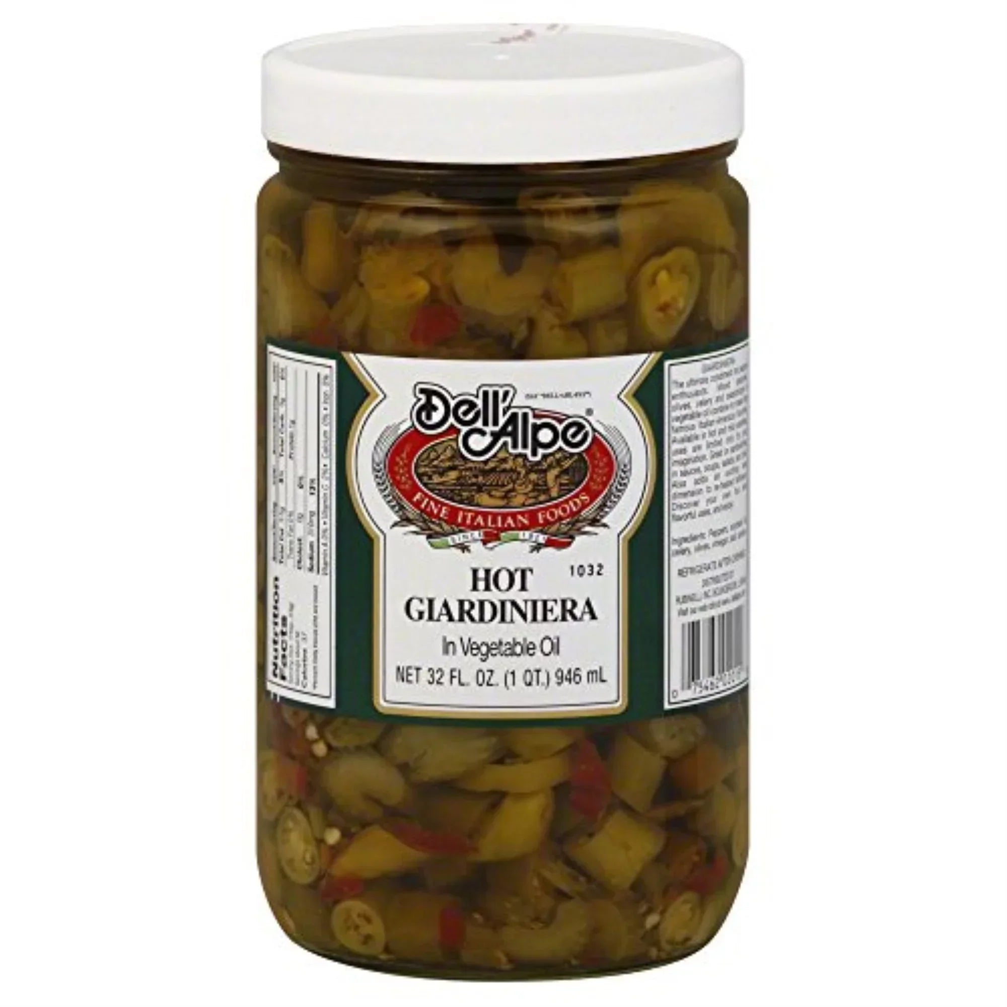 Dell Alpe - Hot Giardiniera, 32 Oz (Pack of 6)