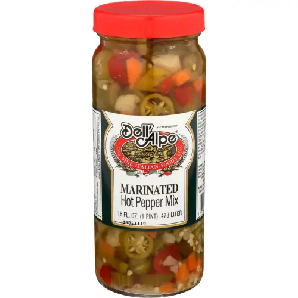 Dell Alpe - Pepper Hot Mix Marinated, 16 Floz (Pack of 12)