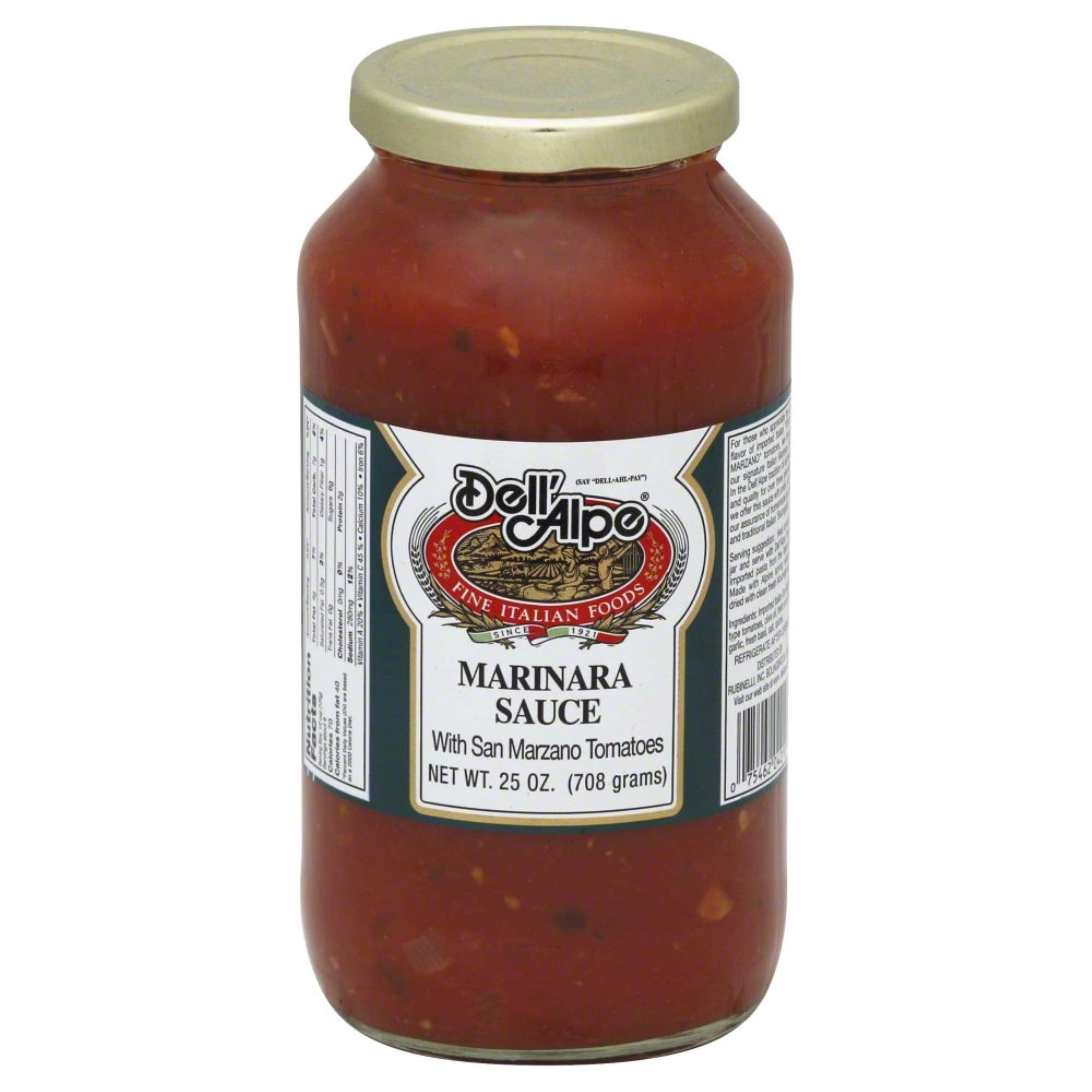 Dell Alpe - Marinara Sauce, 25 Oz (Pack of 6)