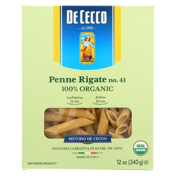 De Cecco - Organic Penne Rigate Pasta, 12 Oz (Pack Of 12)