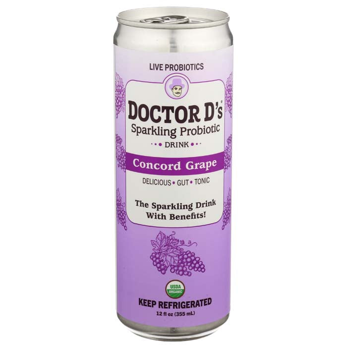 Doctor D'S - Sparkling Water Probiotic Concord Grape, 12 Floz (Pack of 6)