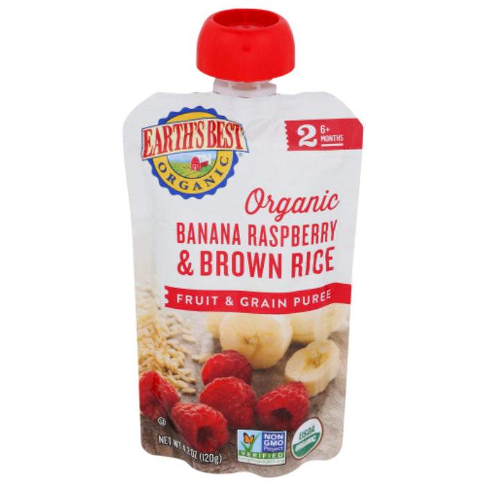 Earth's Best - Baby Puree Banana Raspberry, 4.2 oz - Pack of 12