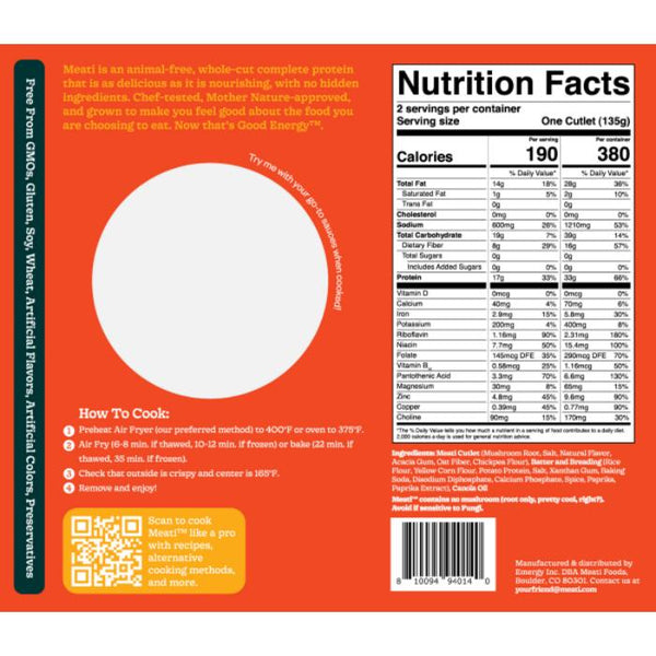 Eat Meati - Crispy Cutlets, 9.5oz - back