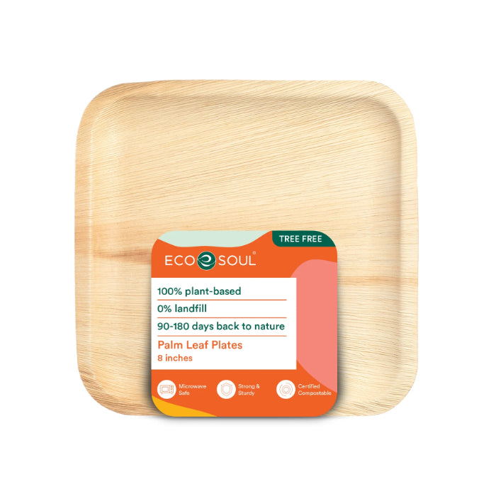 Eco Soul - Plates Palm Leaf 8in Square, 20 Ct - Pack of 8