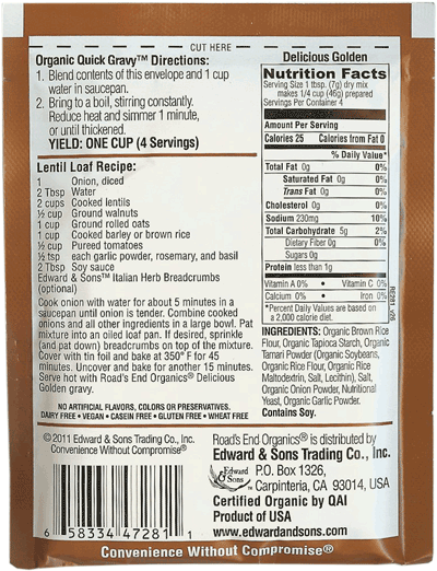 Road's End Organics - Gluten-Free Gravy, 1oz | Multiple Flavors