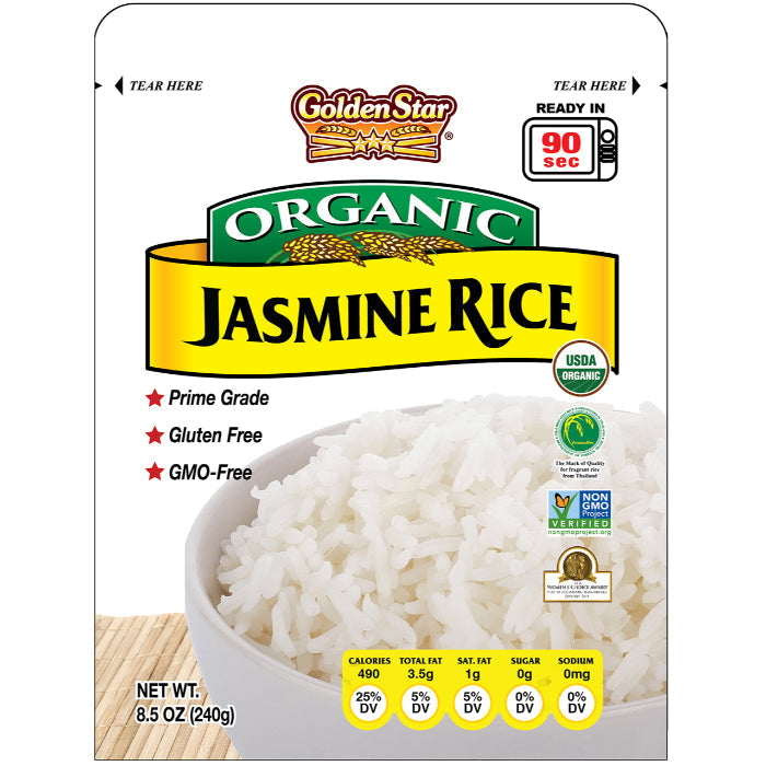 GOLDEN STAR - RICE WHITE JASMINE POUCH 8.5 OZ - Pack of 8