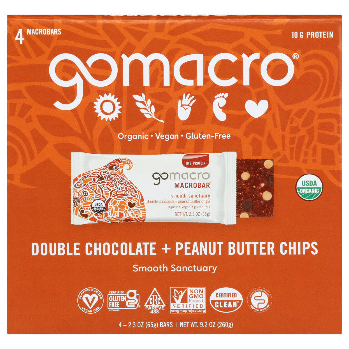 Gomacro - Bar Double Chocolate Peanut Butter Chip 4Ct 9.2 Oz - Pack Of 7