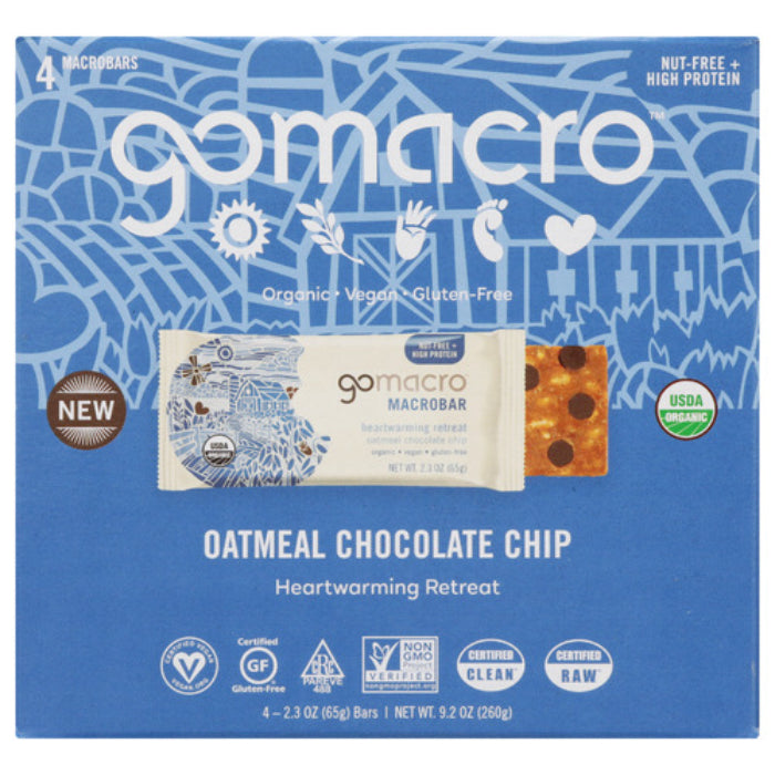 GOMACRO - BAR OATMEAL CHOCOLATE CHIP 4CT 9.2 OZ - Pack of 7