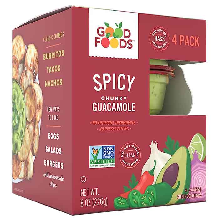 Good Foods - Dip Guacamole Spicy, 4Pk Single Serve, 8oz - Pack of 6