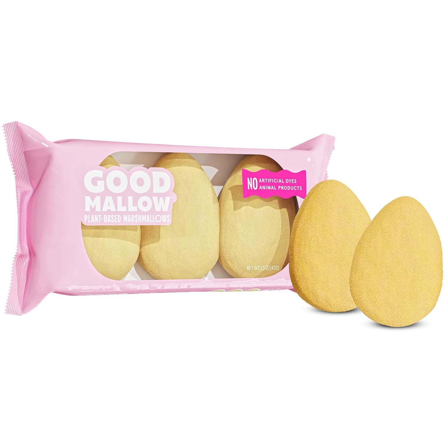 Good Mallow - Plant-Based Marshmallow Eggs - Yellow, 1.5oz