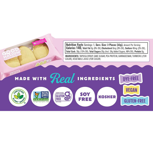 Good Mallow - Plant-Based Marshmallow Eggs - Yellow, 1.5oz