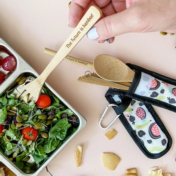 Bamboo Utensil Kit with Carry Pouch