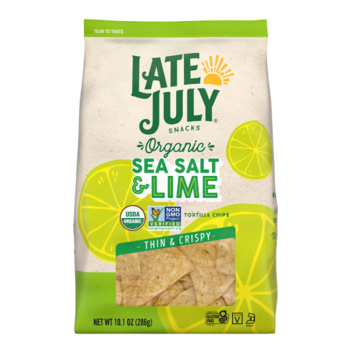 Late July - Sea Salt Lime Restaurant Style Tortilla Chips, 10.1 Oz - Pack of 9