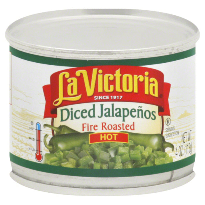 La Victoria - Diced Hot Jalapeño Peppers, 4 Oz - Pack of 24