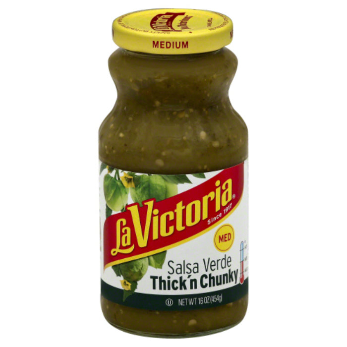 La Victoria - Medium Thick & Chunky Verde Salsa, 16 Oz - Pack of 12