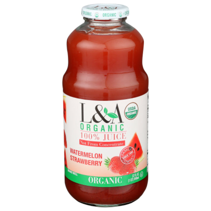 L & A - Watermelon Strawberry Organic Juice, 32 Oz - Pack of 6