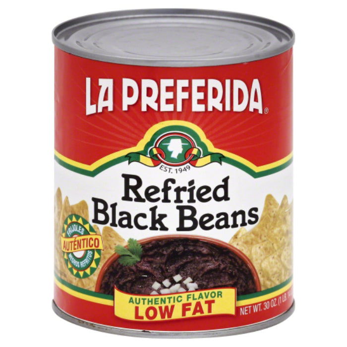 La Preferida - Refried Black Beans, 30 Oz - Pack of 12