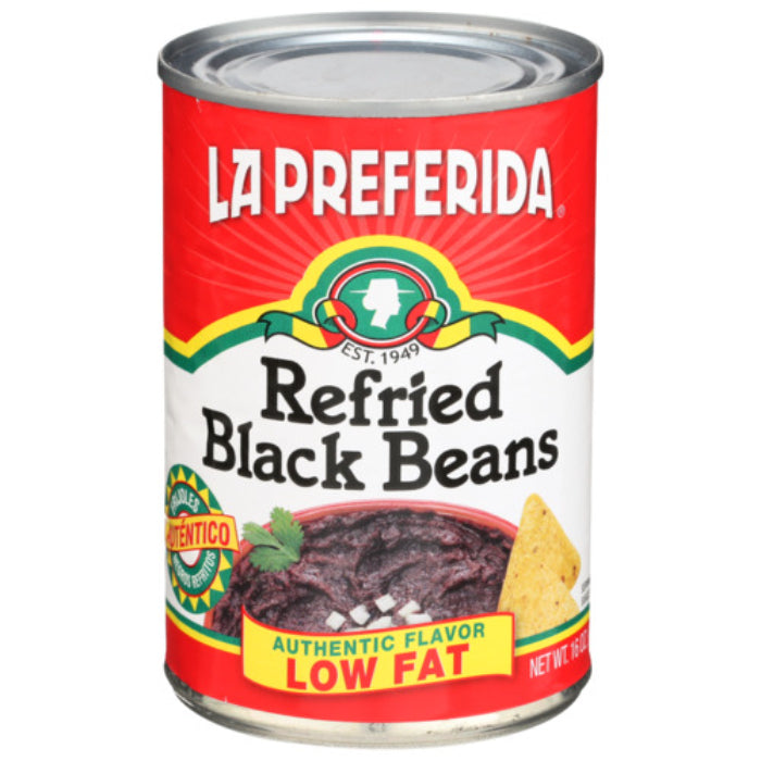 La Preferida - Refried Black Beans Fat-Free, 16 Oz - Pack of 12