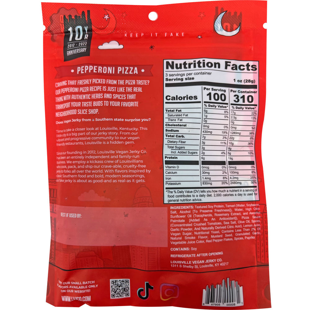yummy Louisville Vegan Jerky - Pepperoni Pizza, 3oz. – Vegan Essentials