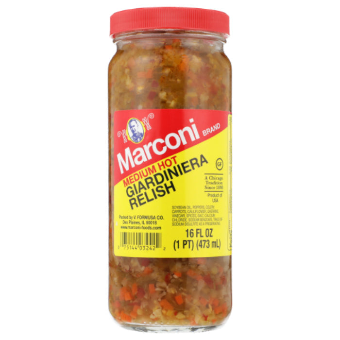 Marconi - Relish Giardiniera Medium, 16 Oz - Pack of 12