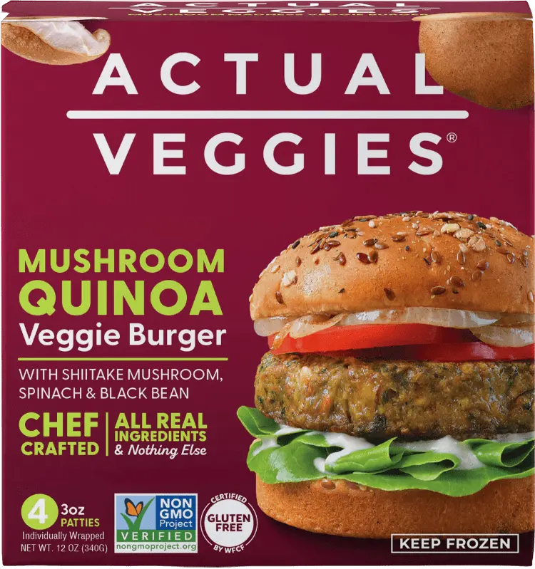 Actual Veggies - Veggie Burger - Mushroom Quinoa, 12oz