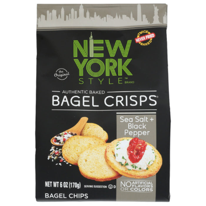 NEW YORK STYLE BAGEL CRISP SEASALT CRACKER'S PEPPER 6 OZ - Pack of 6