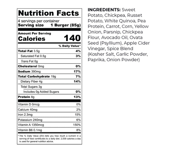 Actual Veggies - Veggie Burger - Sweet Potato, 12oz