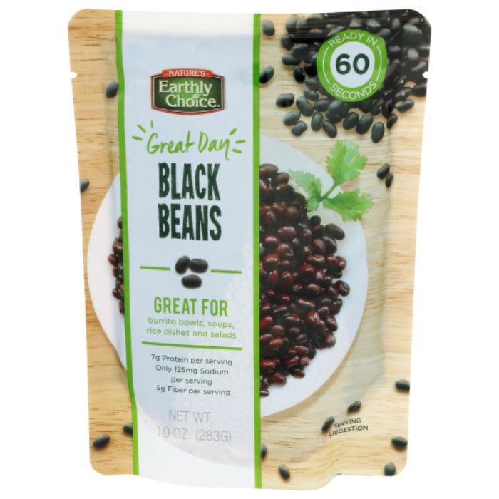 Nature's Earthly Choice Beans Black Microwavable  10 Oz - Pack Of 8