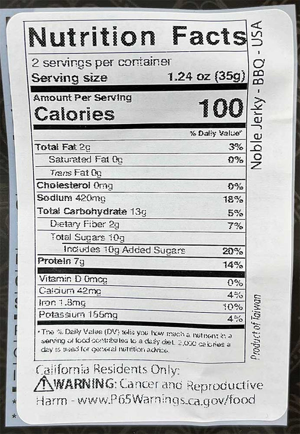 Noble Jerky - Sweet BBQ, 2.47oz