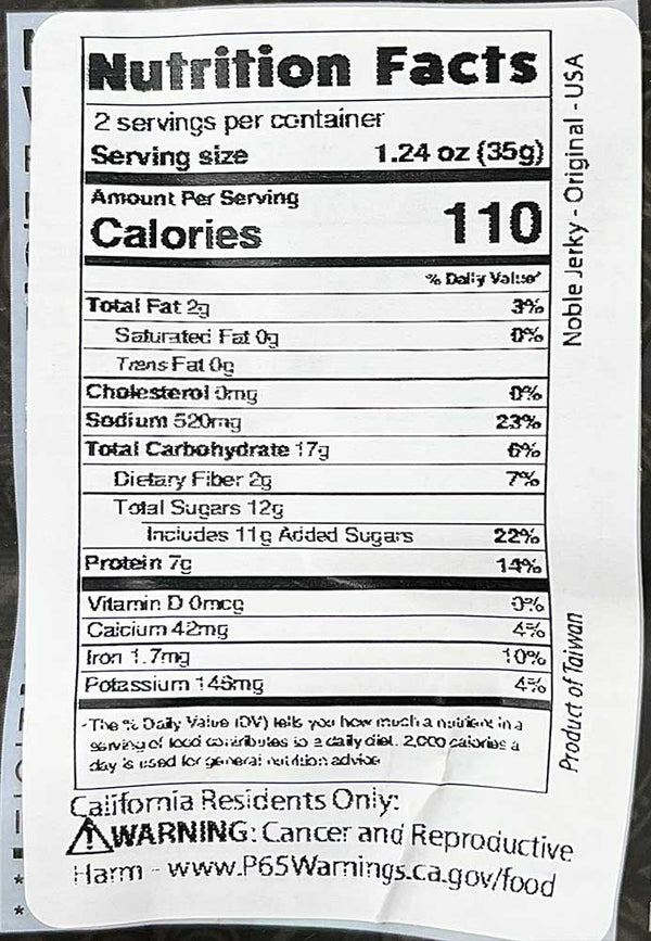 Noble Jerky - Original, 2.47oz