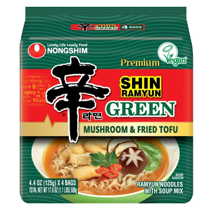 Nong Shim Noodle Green Ramyun 17.6 OZ - Pack of 4