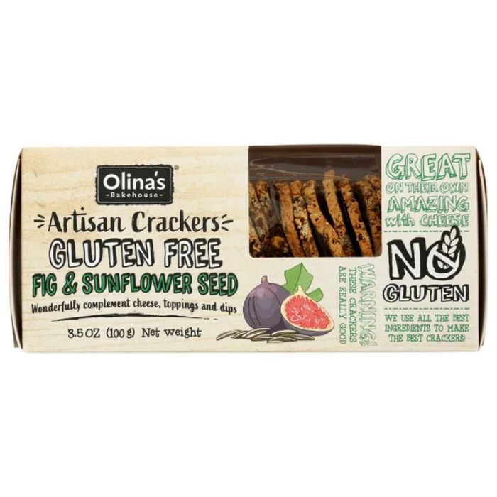 Olinas Bakehouse Crackers Fig & Sunflower 3.5 Oz - Pack Of 12