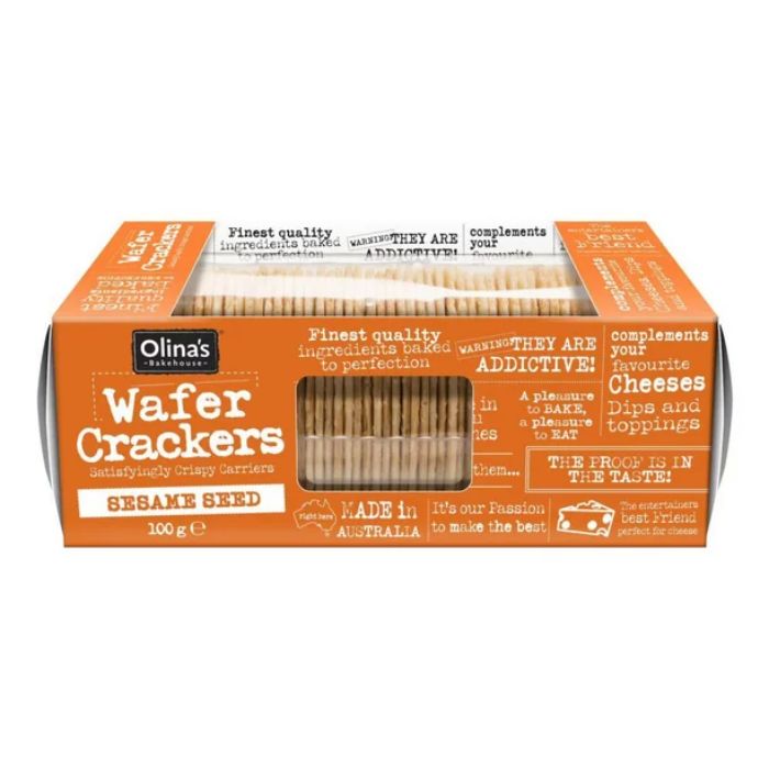 Olinas Bakehouse Crackers Wafer Sesame 3.5 Oz - Pack Of 12